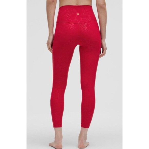 LUNAR NEW YEAR LULULEMON ALIGN HR PANT 25"SNAKE EMBOSS RED Size 8 - Picture 2 of 5